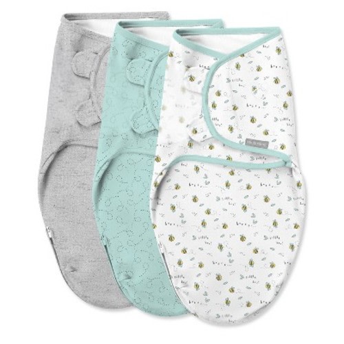 SwaddleMe by Ingenuity Easy Change Zipper Baby Swaddle - 0-3 Months - Little Bees