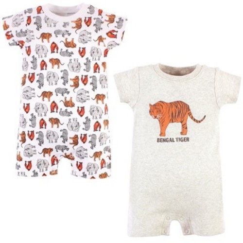 Touched by Nature Unisex Baby Organic Cotton Rompers, Endangered Tiger, Size: 0-3 months