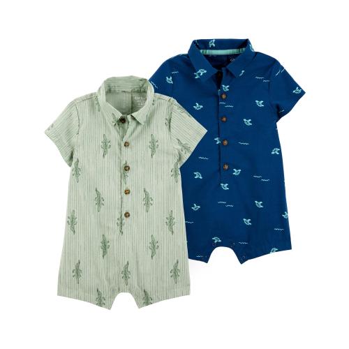 Carter's Child of Mine Baby Boy Romper, 2-Pack, Sizes 0/3-24 Months