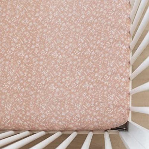 Wildflower Muslin Crib Sheet by Mebie Baby, Soft and Breathable Bed Sheets for Babies, Modern Neutral Bedding for Cribs, Standard Crib Mattress Fitted Sheet, Great for Boy or Girl Room or Nursery