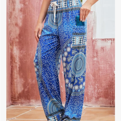 QIANXIZHAN Women's Harem Pants, Hippie Palazzo Pants Boho Joggers Yoga Clothes with Pockets