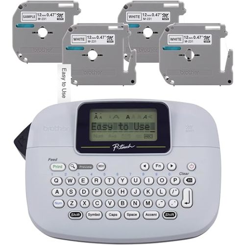 Brother PT-M95 P-touch Label Maker Bundle (4 label tapes included)