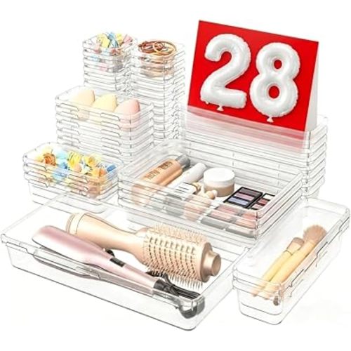 A-LuGei 【Military Grade】 Drawer Organizer for Vanity Bathroom Makeup Desk