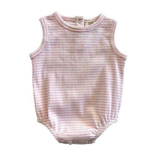 Pink Stripe / Organic Ribbed Dune Bubble | 3-6M