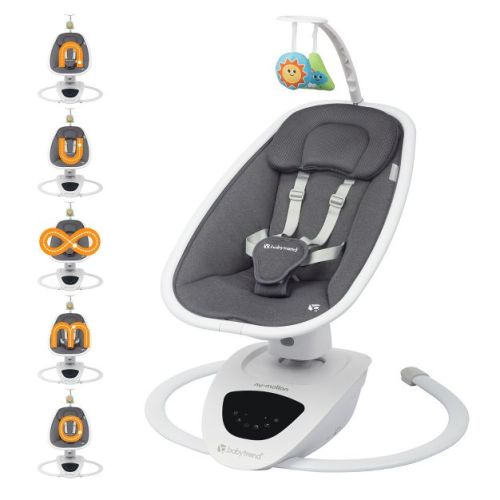 Baby Trend NuMotion Infinity Swing - Dash Gray: Adjustable Speed, Detachable Toy Bar, Reclining Seat, Electric, 5-Point Harness