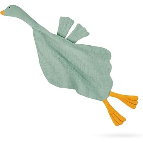 Baby Toys Lovey Blanket Soft Goose Toys for Newborn Essentials 0-6 Months, Sensory Stuffed Animal Security Blanket for Boys and Girls (Goose-Sage)