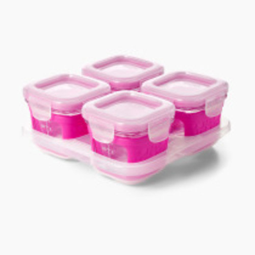 OXO Tot Glass Baby Blocks 4oz Storage Containers - Pink