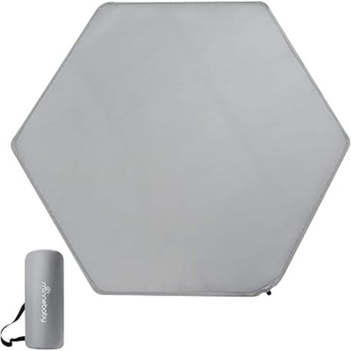 Minnebaby Hexagon Playpen Mat Compatible with hiccapop Portable Playpen & Regalo Play Yard, Self Inflating Playard Pad, Comfortable and Portable Playmat with Carrying Bag - Grey