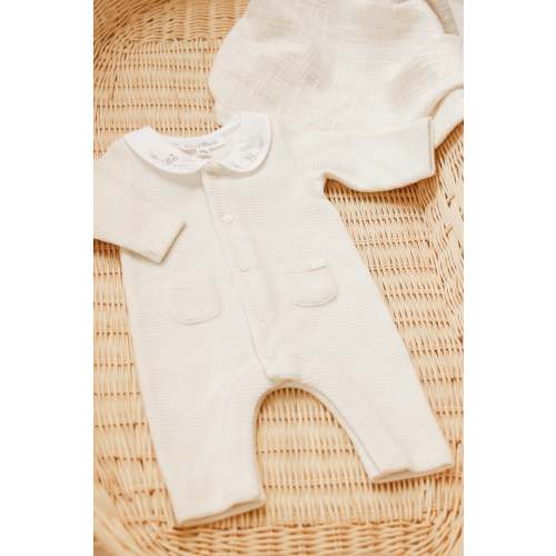 Jumpsuit Long - ecru Knitwear honeycomb