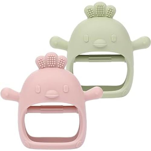 Baby Teething Toys, Soft Silicone Baby Teether Toys for 0-6 Months, Anti-Drop Hand Wrist Wearable Teether, Chew Toys for Sucking Needs, Baby Mitten Teether for Soothing Sore Gum