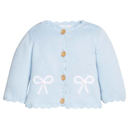 Crochet Cardigan - Blue Bow
