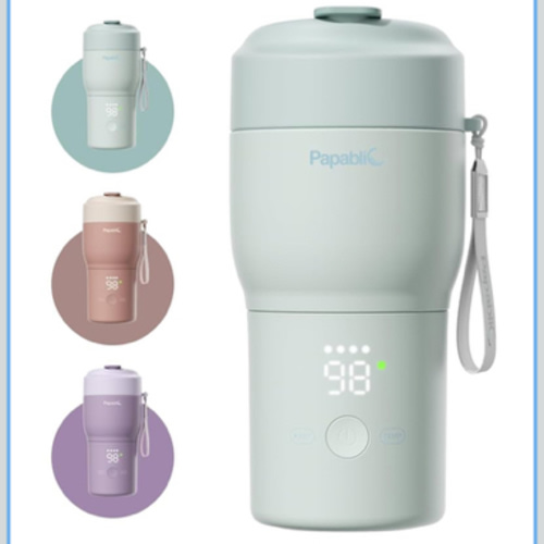 Papablic Pro Portable Bottle Warmer for Travel – Fast Heating, Built-in Sterilizer, 30W Fast Charge, 5-Temp Control, Easy-Clean Wide Mouth, Baby Milk Warmer for Breastmilk & Formula, Mint Green