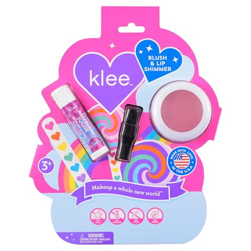 Klee Naturals Mineral Blush and Lip Shimmer Makeup Kit. Gentle and Non-Toxic. Kid-Friendly. Made in USA. (Seabreeze Spark)