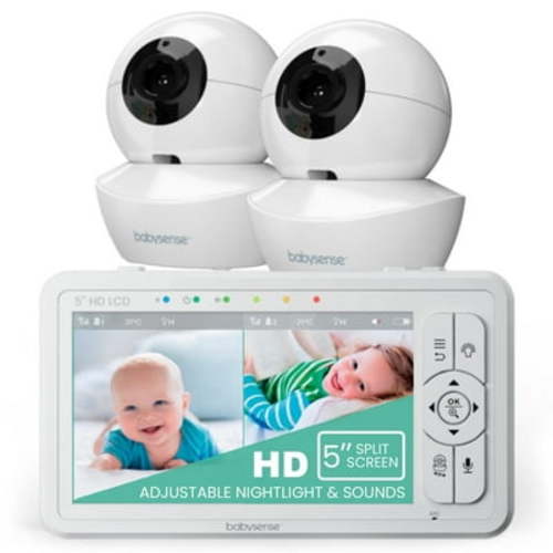 "Babysense Infant Handheld HD Baby Monitor, 5"" Split Screen, 2 Pan Tilt Zoom Cameras, Non-Wi-Fi, HDS2"