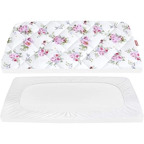 Pack and Play Sheets Fitted, Breathable Thick Playard Lovely Print Cover 39"×27"×5" Compatible with Graco Pack n Play, Floral