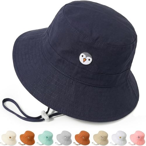 RIVBOS Baby Sun Hat UPF 50+ Cute Animal Pattern Summer Beach Kids Toddler Bucket Hat for Boys Girls 0-7 Years