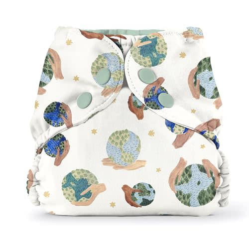 Esembly Cloth Diaper Outer, Swim Diaper, Waterproof Cloth Diaper Cover, Leak-Proof and Breathable Layer Over Prefolds, Flats or Fitteds, Reusable Diaper with Snap Closure - Size 1 (7-17lbs), Eco Earth