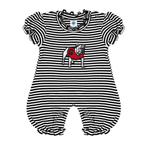 Georgia Bulldogs Stripe Puff Sleeve Romper | College Baby