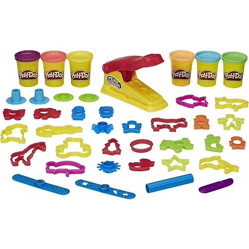 Play-Doh Fun Factory Deluxe Set, 31 Tools & 6 Cans, Easter Gifts Girls & Boys, Kids Arts & Crafts, Preschool Toys, Ages 3+ (Amazon Exclusive)