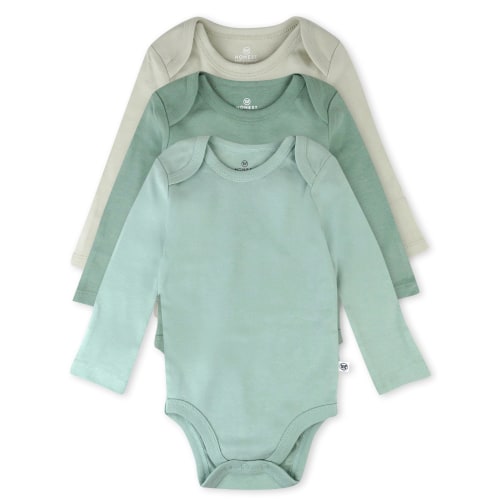 Honest Baby Clothing Baby Boy or Girl Gender Neutral Organic Cotton Long Sleeve Bodysuits, 3 Pack (Preemie-24 Months)