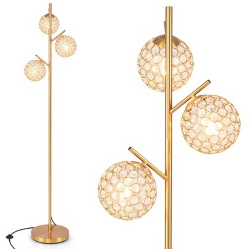 Tangkula 3-Globe Floor Lamp w/ Foot Switch & 3 E26 Bulb Bases Sturdy Metal Pole