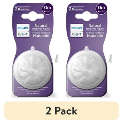 (2 pack) Philips Avent Natural Response Nipple Flow 1, 2pk, SCY961/02