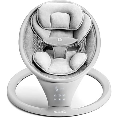 Munchkin® Vibration Baby Swing, Light Grey - Bluetooth-Enabled Smart Seat with Music, Motion, and Sounds