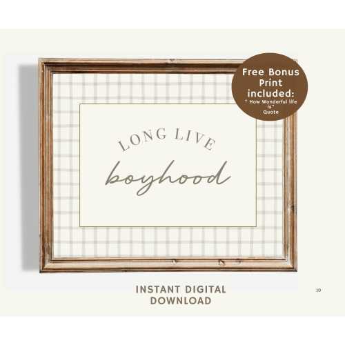 Long Live Boyhood Digital Download – Baby Boy Nursery Decor, Neutral Nursery Printable, Vintage Boy Nursery Print, Instant Wall Art
