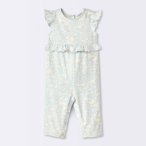Baby Girls' Long Leg Floral Romper - Cloud Island™ Blue 6-9M