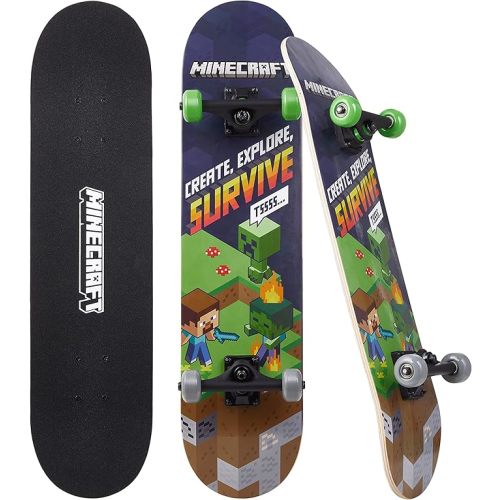 Skateboard with Printed Graphic Grip Tape - Great for Kids and Teens, Cruiser Skateboard with ABEC 5 Bearings, Durable Deck, Smooth Wheels
