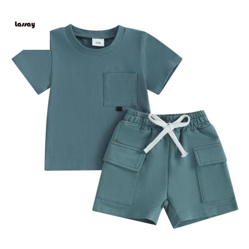 Baby Boys Shorts Set, Short Sleeve Crew Neck T-shirt with Elastic - TikTok Shop