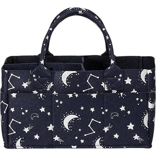Sammy & Lou Diaper Caddy Organizer - Collapsible Tote Bag with Handles - Organizer for Diapers, Wipes & Baby Changing Supplies - Felt Storage Organizing Bin for Car, Desk, Nursery (Constellation)
