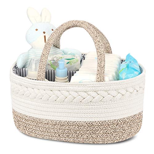 Diaper Caddy Organizer for Baby, Cotton Rope Diaper Basket Caddy, Changing Table Diaper Storage Caddy, Maliton Baby Baskets for Storage, Baby Shower Gifts for Newborn