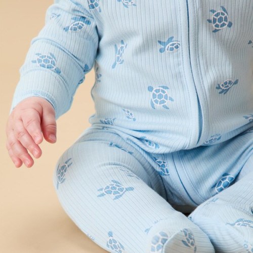 Turtles Ribbed Two Way Zip Up Sleepsuit - MORI | Maisonette