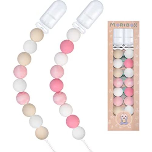 Pacifier Clips for Baby Boys Girls (Pink)