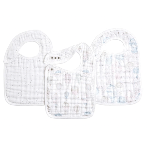 organic cotton snap bibs 3 pack above the clouds | aden + anais