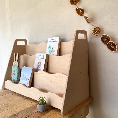 Children's Bookshelf, Natural Wooden Montessori Bookcase, Kids Room Storage, Nursery Bookshelf, Modern Wood Shelf, Waldorf Furniture