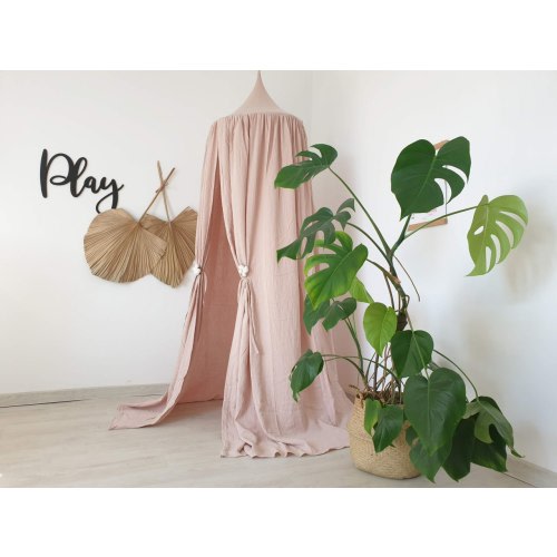 Beige & Light Pink Muslin Canopy | Crib Canopy for Baby Nursery & Playroom Decor