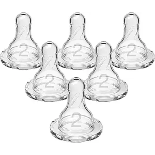 Dr. Brown’s Natural Flow Level 2 Narrow Baby Bottle Silicone Nipple, Medium Flow, 3m+, 100% Silicone Bottle Nipple, 6 Count
