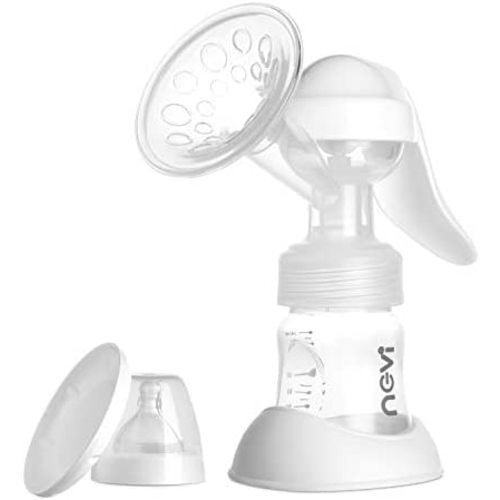 NCVI Manual Breast Pump with Milk Bottle,Portable Breastfeeding Pumps 5oz, BPA Free Soft Food Grade Silicone Powerful Suction