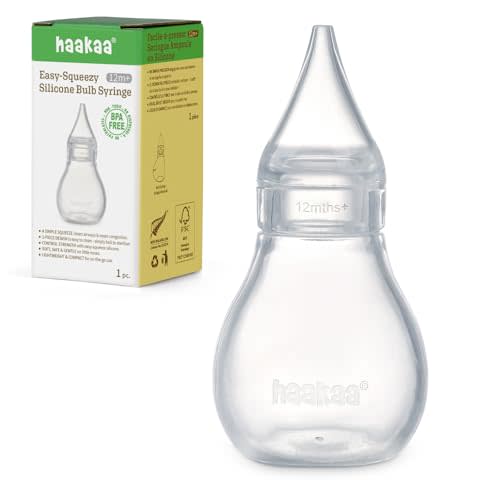 Haakaa Silicone Baby Nasal Aspirator | Nose Bulb Syringe | Easy-Squeezy Baby Nose Cleaner, Newborn Infant &Toddler - BPA Free Silicone