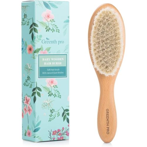 Wooden Baby Hair Brush,Natural Beech Wood and Soft Goat Bristles,Soft Bush For Toddlers, Infants, Boys, Girls