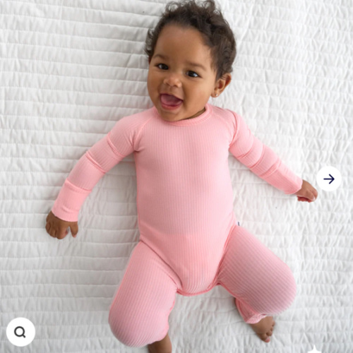 Bubblegum Ribbed Crescent Zippy - Little Sleepies