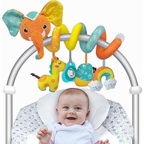 FATI Car Seat Toys Baby Toys 0-6 Months, Newborn Toys Infant Toys 0-3 Months, Stroller Toys for Baby Crib Carseat, Sensory Toys with Squeaker Teether Rattles for 0 3 6 9 12 Months Babies Ideal Gifts