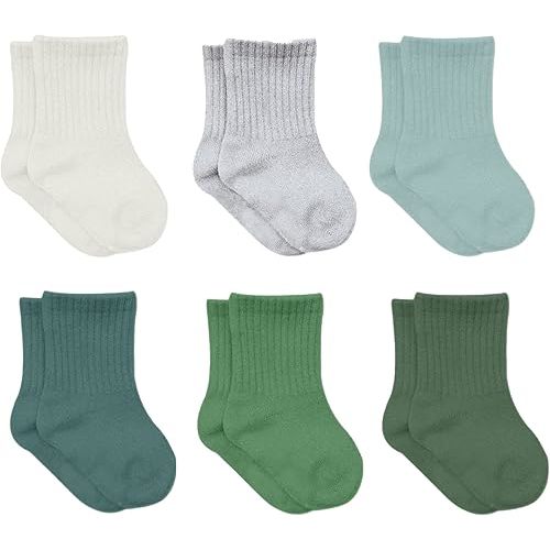 bistyle Baby Grip Ankle Socks 6 Pairs | Newborn Infant Toddlers Socks Organic Cotton | Kids Boys Girls Ankle