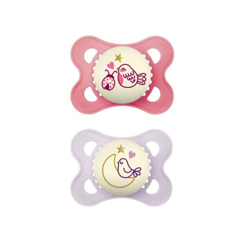 MAM Glow in the Dark Night Pacifier 0-6m - 2pk, Color: Pink