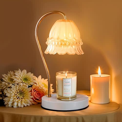 GEEZO Fragrance Candle Warmer Lamp,Electric Candle Warmer with Timer & Dimmer,Mom Christmas Birthday Gifts for Women, House Warming Gifts New Home Bedroom Decor