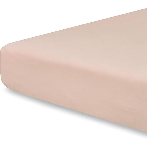 Pobibaby - Single Solid Premium Fitted Baby Crib Sheets for Standard Crib Mattress - Ultra-Soft Cotton Blend, Safe and Snug, and Stylish Solid Crib Sheet (Pink Beige)
