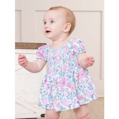 Pink & Purple Garden Smocked Bubble - Restocked!