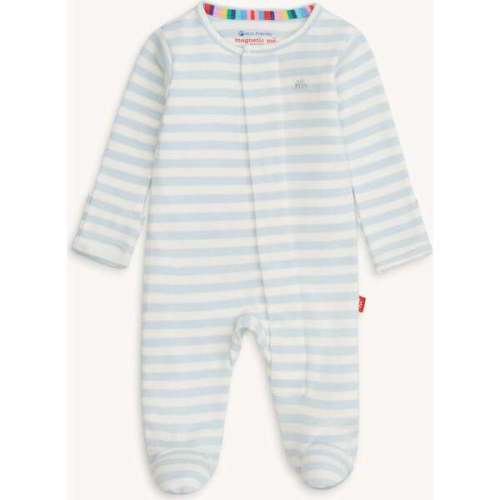 Blue Stripe Organic Cotton Footie - Magnetic Me | Maisonette